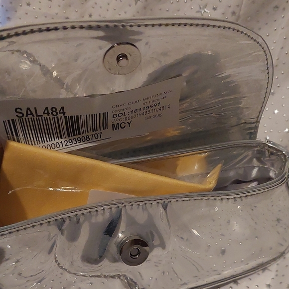 Nina Crystal Flap Mirror Metallic Patent Clutch Bag - Silver - Picture 8 of 8